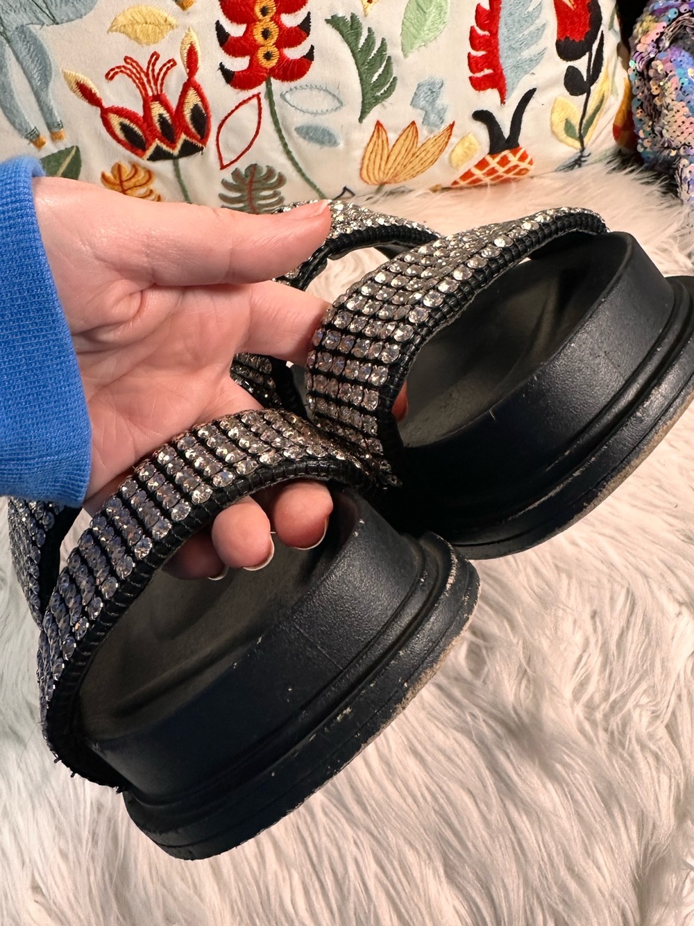 Bongo • Rhinestone Chunky Platform Slides - Picture 6 of 17